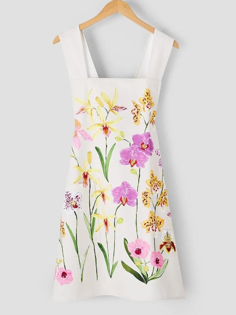 Sur La Table Floral Orchid Flowers Smock Apron, New w/ Tag